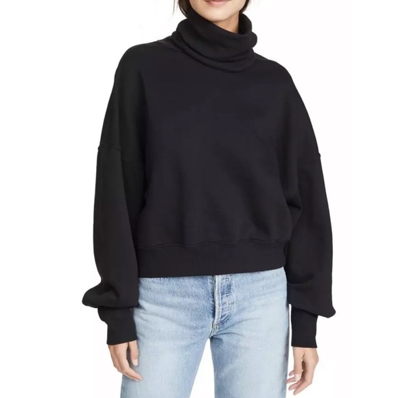 Agolde Balloon Sleeve Sweatshirt in Black Size: XS - Picture 2 of 10